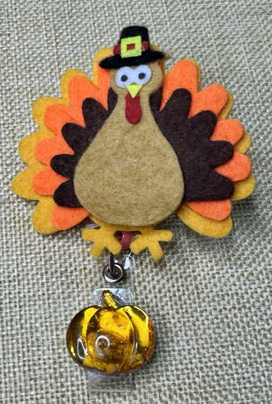 Turkey Badge Reel Retractable Badge Holder Alligator Clip Handmade